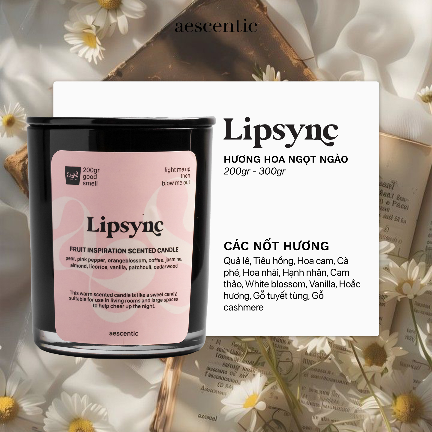 Nến thơm AESCENTIC - LIPSYNC 200 gram